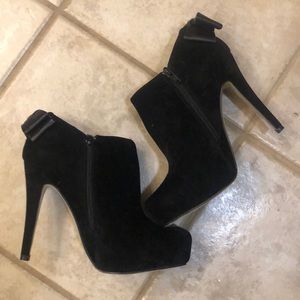High heeled platform booties